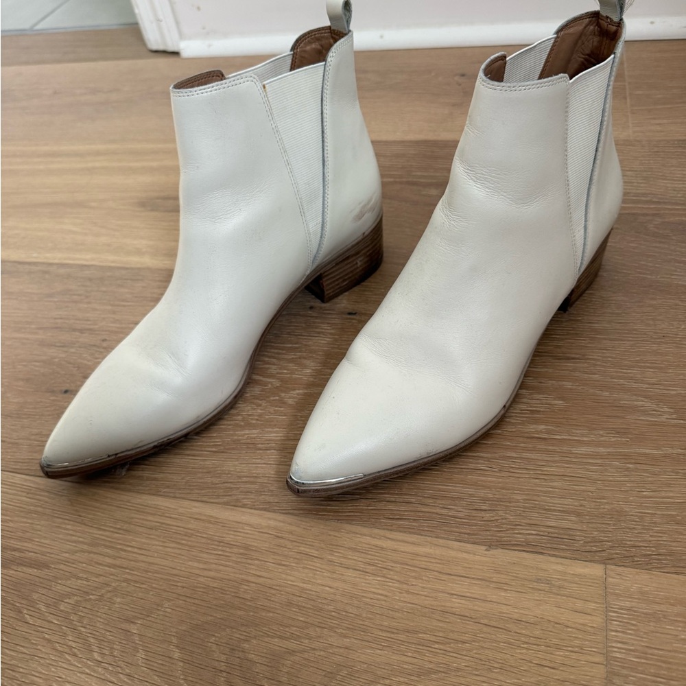 Marc Fisher Cream Leather Ankle Boots